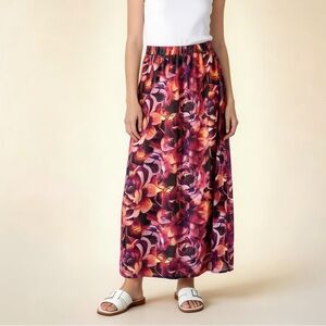 ECI | Red Floral Maxi Skirt Sz S